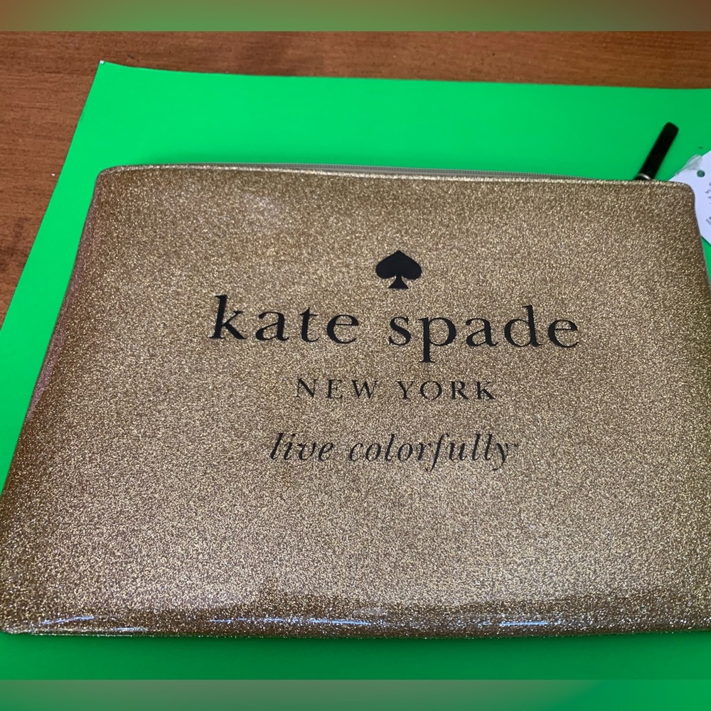 Kate Spade Gold Glitter Pouch